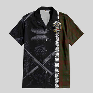 Gray Tartan Hawaiian Shirt with Family Crest Cross Sword Thistle Celtic Vibes Kid - Tartan Vibes Clothing
