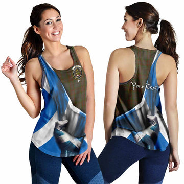 Gray Tartan Women's Racerback Tanks with Family Crest Scotland Patriotic Style 4XL - Tartan Vibes Clothing