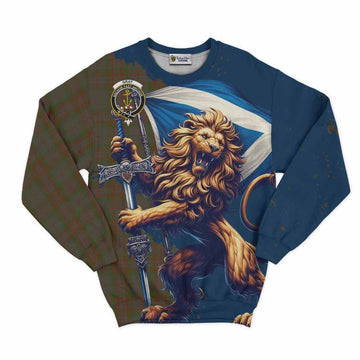 Gray Tartan Family Crest Sweatshirt with Scottish Majestic Lion Unisex - Tartan Vibes Clothing