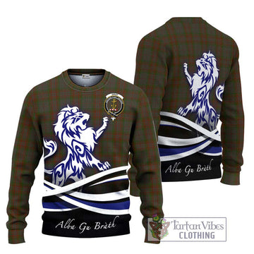 Gray Tartan Ugly Sweater with Alba Gu Brath Regal Lion Emblem Unisex - Tartan Vibes Clothing