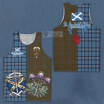 Gray Tartan Men's Tank Top Happy St. Andrew's Day Half Tartan Style Men - Tartan Vibes Clothing