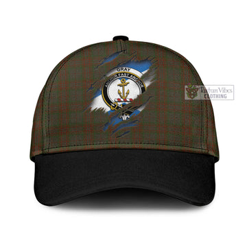 Gray Tartan Classic Cap with Family Crest In Me Style