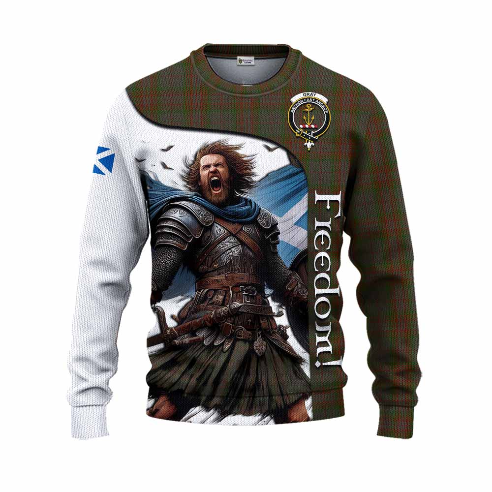 Gray Crest Tartan Knitted Sweater Inspired by the Freedom of Scottish Warrior Unisex - Tartan Vibes Clothing