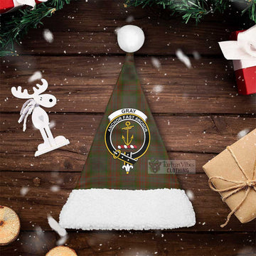 Gray Tartan Christmas Santa Hats with Family Crest Christmas Hat S 20.5in (52cm) - Tartan Vibes Clothing