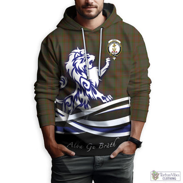 Gray Tartan Hoodie with Alba Gu Brath Regal Lion Emblem