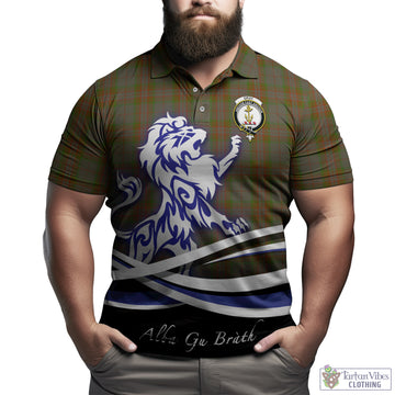 Gray Tartan Polo Shirt with Alba Gu Brath Regal Lion Emblem
