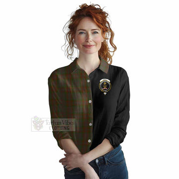 Gray Tartan Women's Casual Shirt with Family Crest and Half Of Me Style Female - Tartan Vibes Clothing