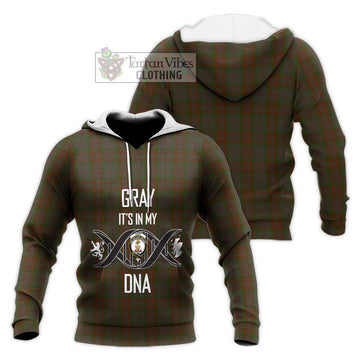 Gray Tartan Knitted Hoodie with Family Crest DNA In Me Style Unisex Knitted Pullover Hoodie - Tartan Vibes Clothing