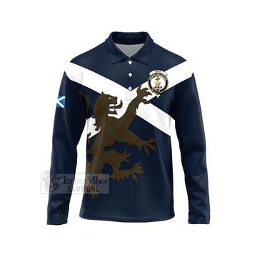 Gray Tartan Lion Rampant Long Sleeve Polo Shirt Proudly Display Your Heritage with Alba Gu Brath and Clan Name Unisex - Tartan Vibes Clothing