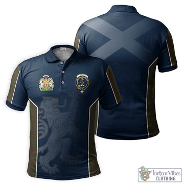 Gray Tartan Men's Polo Shirt with Family Crest and Lion Rampant Vibes Sport Style