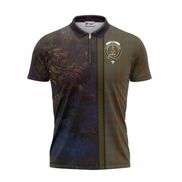 Gray Tartan Family Crest Zipper Polo Shirt Alba Gu Brath Be Brave Lion Ancient Style Unisex - Tartan Vibes Clothing