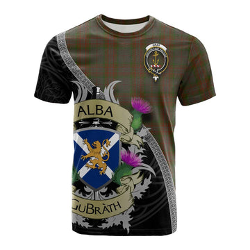 Tartan Vibes Clothing Gray Tartan Family Crest Cotton T-shirt Lion Rampant Royal Thistle Shield Celtic Inspired