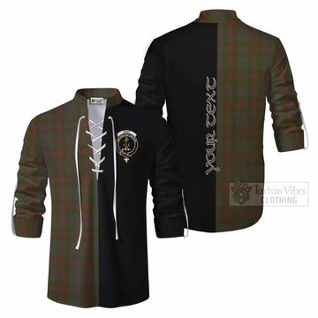 Gray Tartan Ghillie Kilt Shirt with Family Crest and Half Of Me Style Men - Tartan Vibes Clothing