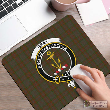 Gray Tartan Mouse Pad with Family Crest