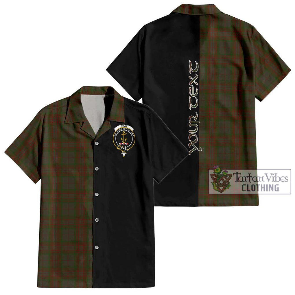 Gray Tartan Hawaiian Shirt with Family Crest and Half Of Me Style Kid - Tartan Vibes Clothing