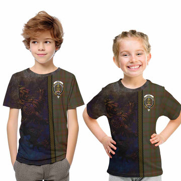 Gray Tartan Family Crest Kid T-Shirt Alba Gu Brath Be Brave Lion Ancient Style Youth XL Size14 - Tartan Vibes Clothing