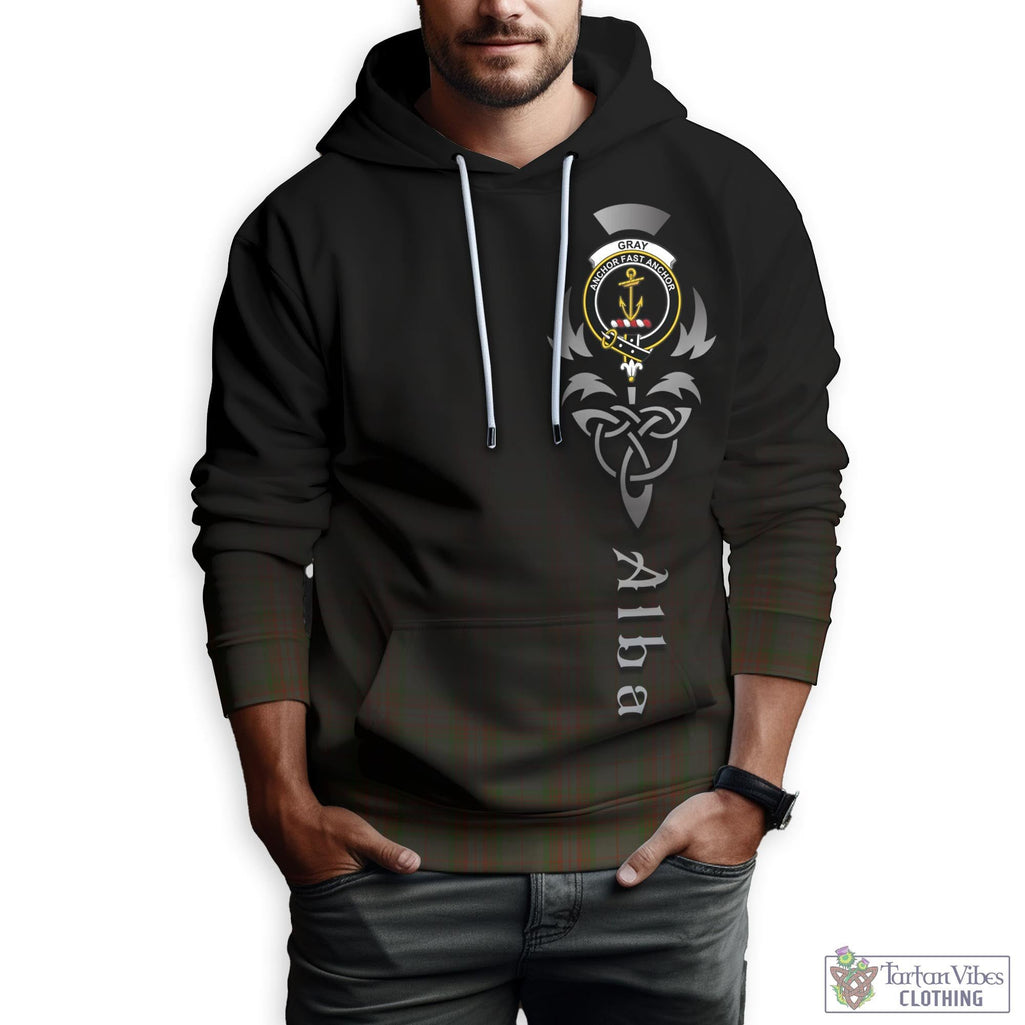Gray Tartan Hoodie Featuring Alba Gu Brath Family Crest Celtic Inspired Zip Hoodie - Tartan Vibes Clothing