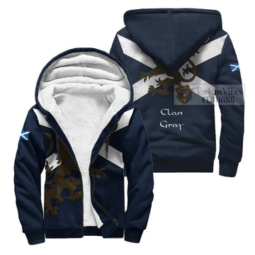 Gray Tartan Lion Rampant Sherpa Hoodie Proudly Display Your Heritage with Alba Gu Brath and Clan Name Unisex S - Tartan Vibes Clothing