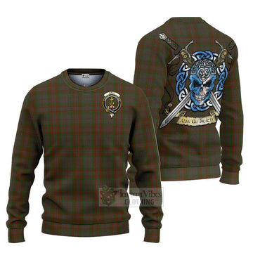 Gray Tartan Ugly Sweater with Family Crest Celtic Skull Style Unisex - Tartan Vibes Clothing