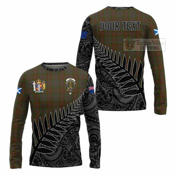 Gray Crest Tartan Long Sleeve T-Shirt with New Zealand Silver Fern Half Style Unisex - Tartan Vibes Clothing