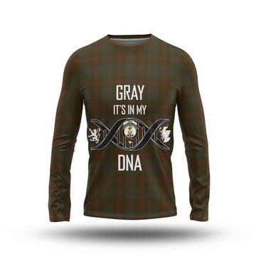 Gray Tartan Long Sleeve T-Shirt with Family Crest DNA In Me Style Unisex - Tartan Vibes Clothing
