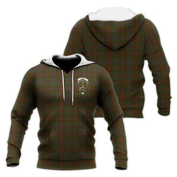 Gray Tartan Knitted Hoodie with Family Crest Unisex Knitted Pullover Hoodie - Tartan Vibes Clothing