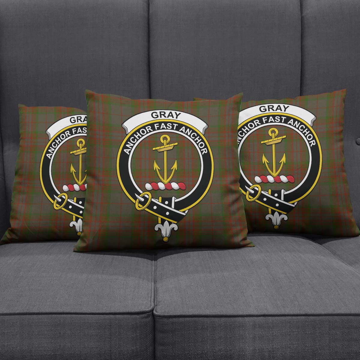 Gray Tartan Pillow Cover with Family Crest Rectangle Pillow Cover 51*91cm - Tartan Vibes Clothing