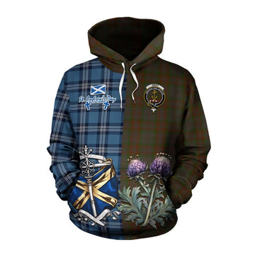 Gray Tartan Cotton Hoodie Happy St. Andrew's Day Half Tartan Style Pullover Hoodie XS - Tartan Vibes Clothing