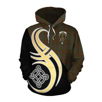 Gray Tartan Cotton Hoodie with Family Crest and Celtic Symbol Style Pullover Hoodie XS - Tartan Vibes Clothing