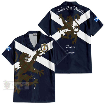 Gray Tartan Lion Rampant Hawaiian Shirt Proudly Display Your Heritage with Alba Gu Brath and Clan Name Kid - Tartan Vibes Clothing