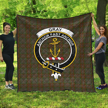 Gray Tartan Quilt with Family Crest
