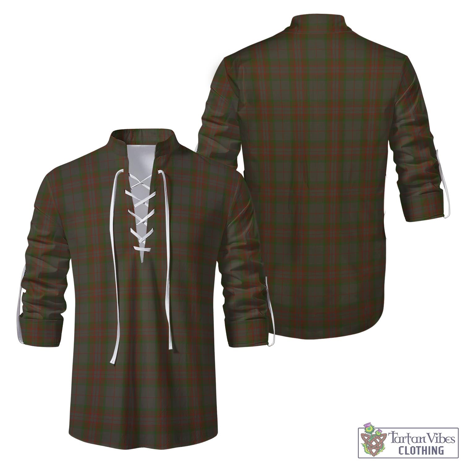 Tartan Vibes Clothing Gray Tartan Men's Scottish Traditional Jacobite Ghillie Kilt Shirt