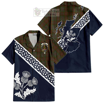 Gray Tartan Hawaiian Shirt Featuring Thistle and Scotland Map Kid - Tartan Vibes Clothing