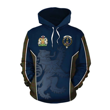 Gray Tartan Cotton Hoodie with Family Crest and Lion Rampant Vibes Sport Style Pullover Hoodie XS - Tartan Vibes Clothing