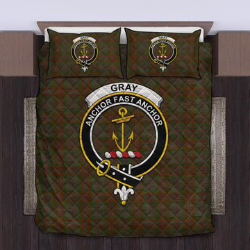 Gray Tartan Quilt Bed Set with Family Crest King - Tartan Vibes Clothing