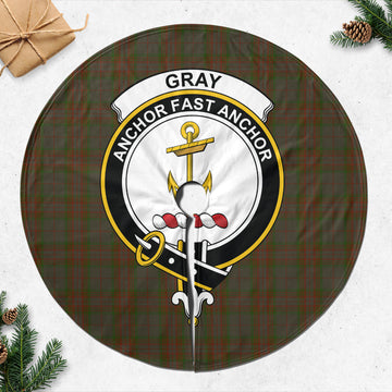 Gray Tartan Christmas Tree Skirt with Family Crest 47*47 inch - Tartan Vibes Clothing