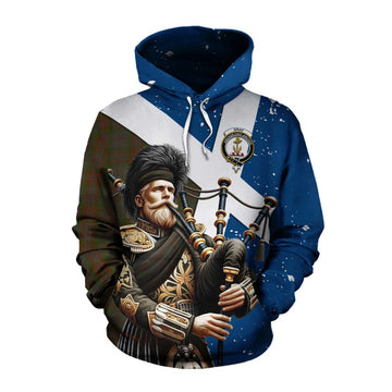 Gray Tartan Cotton Hoodie with Family Crest Scottish Bagpiper Vibes Pullover Hoodie XS - Tartan Vibes Clothing