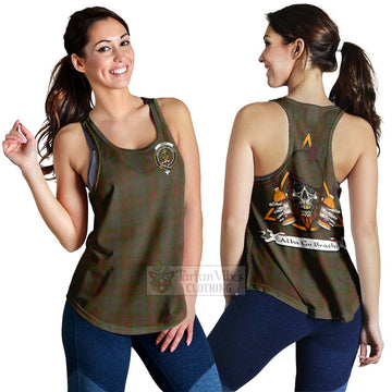 Gray Tartan Women's Racerback Tanks with Family Crest and Bearded Skull Holding Bottles of Whiskey 4XL - Tartan Vibes Clothing