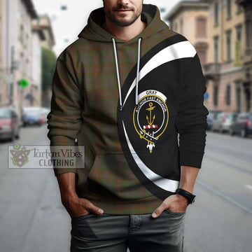 Gray Tartan Hoodie with Family Crest Circle Style Zip Hoodie - Tartan Vibes Clothing