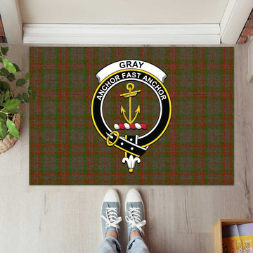 Gray Tartan Rubber Doormat with Family Crest L 60*90cm - Tartan Vibes Clothing