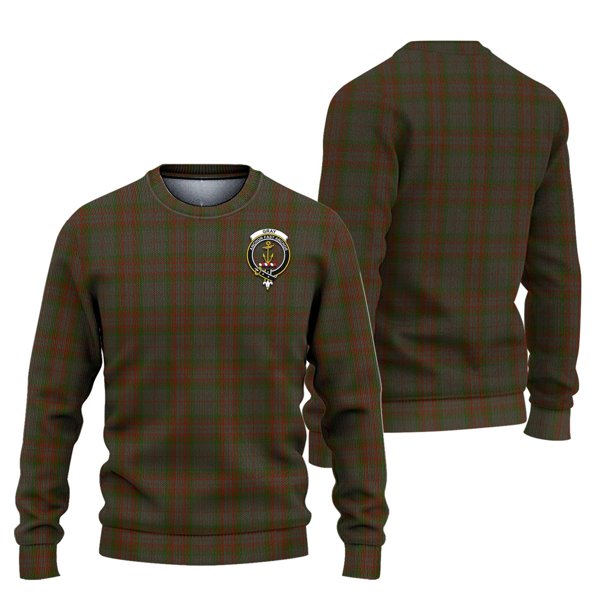 Gray Tartan Ugly Sweater with Family Crest Unisex - Tartan Vibes Clothing