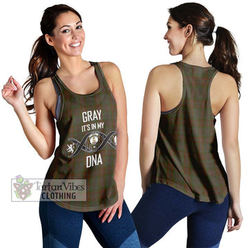 Gray Tartan Women's Racerback Tanks with Family Crest DNA In Me Style 4XL - Tartan Vibes Clothing