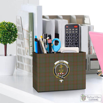 Gray Tartan Pen Holder with Family Crest One Size 5.9"(L)*2.7"(W)*4.3"(H) - Tartan Vibes Clothing