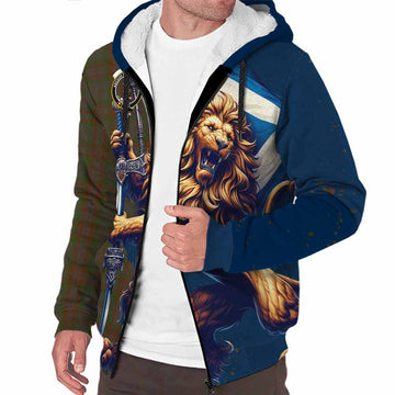 Gray Tartan Family Crest Sherpa Hoodie with Scottish Majestic Lion Unisex S - Tartan Vibes Clothing