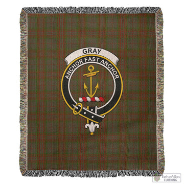 Gray Tartan Woven Blanket with Family Crest