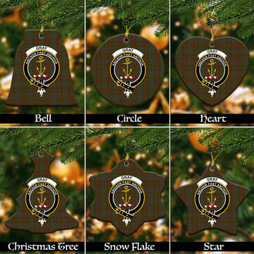 Gray Tartan Christmas Ceramic Ornaments with Family Crest Ceramic - Tartan Vibes Clothing