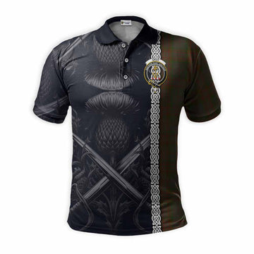 Gray Tartan Polo Shirt with Family Crest Cross Sword Thistle Celtic Vibes Kid - Tartan Vibes Clothing
