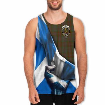Gray Tartan Men's Tank Top with Family Crest Scotland Patriotic Style Men - Tartan Vibes Clothing