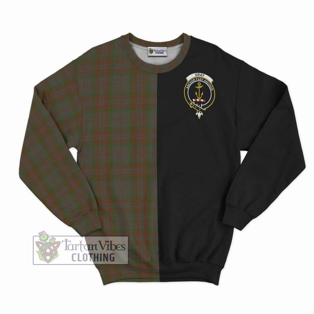 Gray Tartan Sweatshirt with Family Crest and Half Of Me Style - Tartan Vibes Clothing