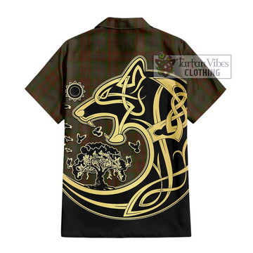 Gray Tartan Hawaiian Shirt with Family Crest Celtic Wolf Style - Tartan Vibes Clothing